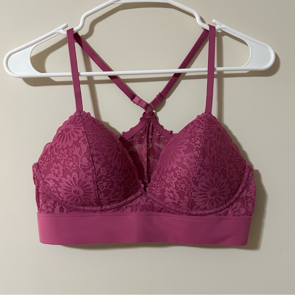 PINK Victoria's Secret Lace Bralette in Deep Pinky Mauve